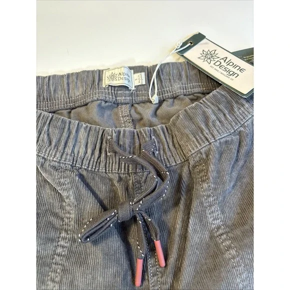 Alpine Design Pants Womens Small Deep Slate Gray Corduroy Hike Drawstring Ankle - Picture 5 of 8